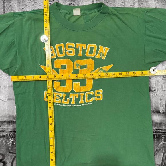 Vintage Boston Celtics 33 Tee – “Terry Loves Larry” – Green/Yellow – Vntg Sz M/L - Picture 4 of 8